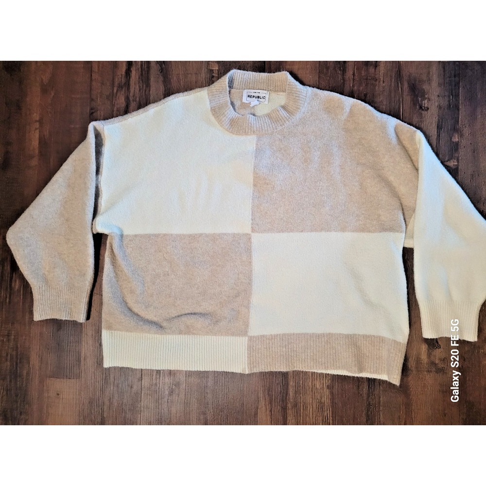 For The Republic Womens SZ S Colorblock Preppy Old Money Long Sleeve Pullover